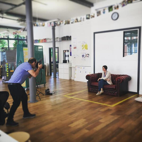 Aimee being photographed in studio Aimee being photographed in studio